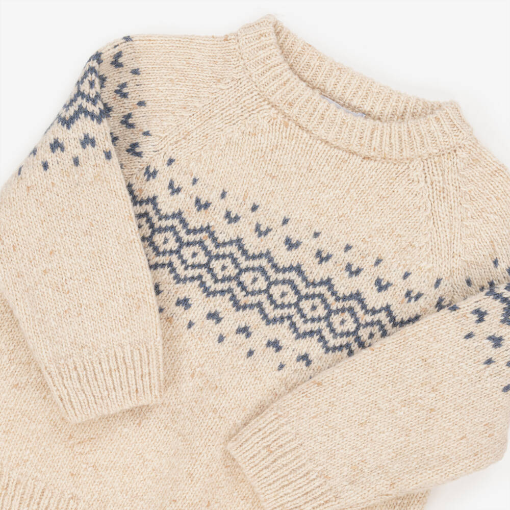 Laranjinha-كنزة صوفية بيج نوردية للأولاد | Childrensalon Outlet