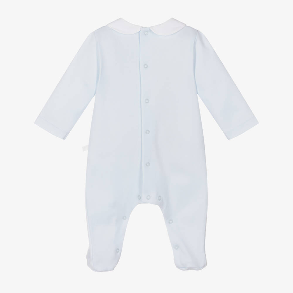Laranjinha-Boys Pale Blue Cotton Footie Suit | Childrensalon Outlet