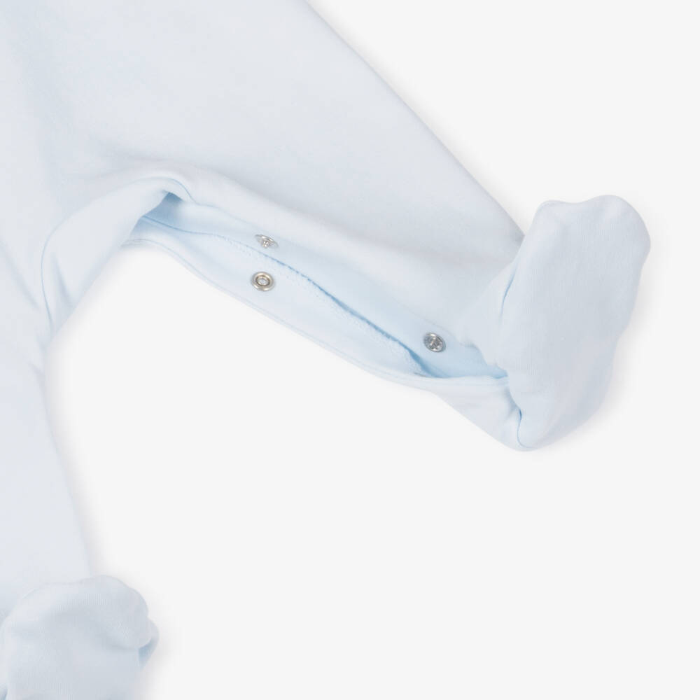 Laranjinha-Boys Pale Blue Cotton Footie Suit | Childrensalon Outlet