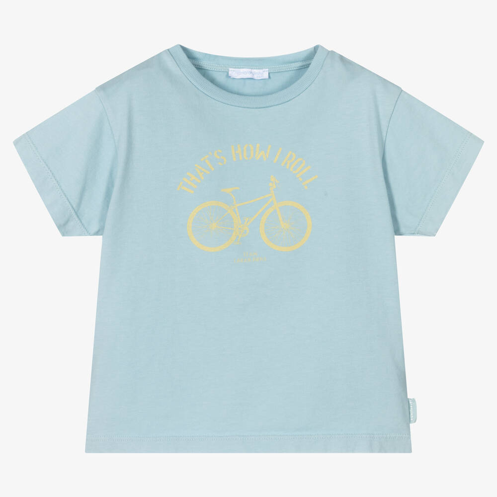 Laranjinha - T-shirt bleu pâle en coton garçon | Childrensalon