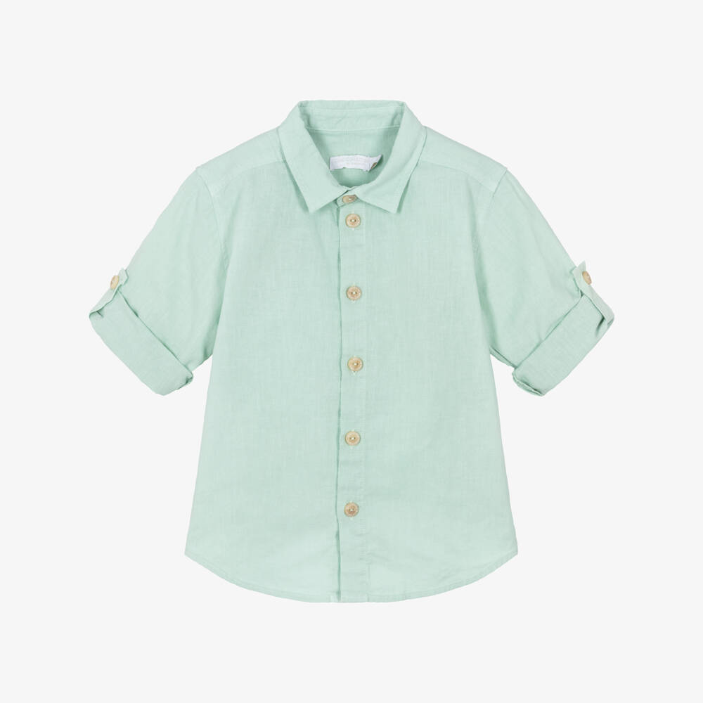 Laranjinha-Зеленая льняная рубашка для мальчиков | Childrensalon Outlet