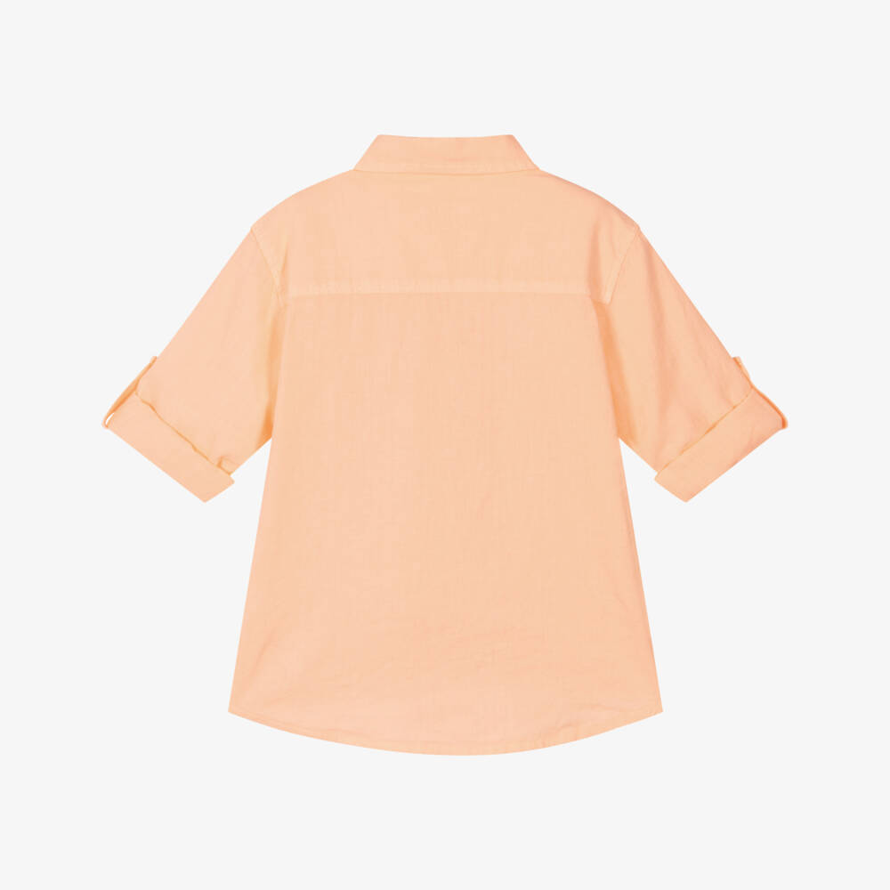 Laranjinha-Рубашка из льна и хлопка персикового цвета для мальчиков | Childrensalon Outlet