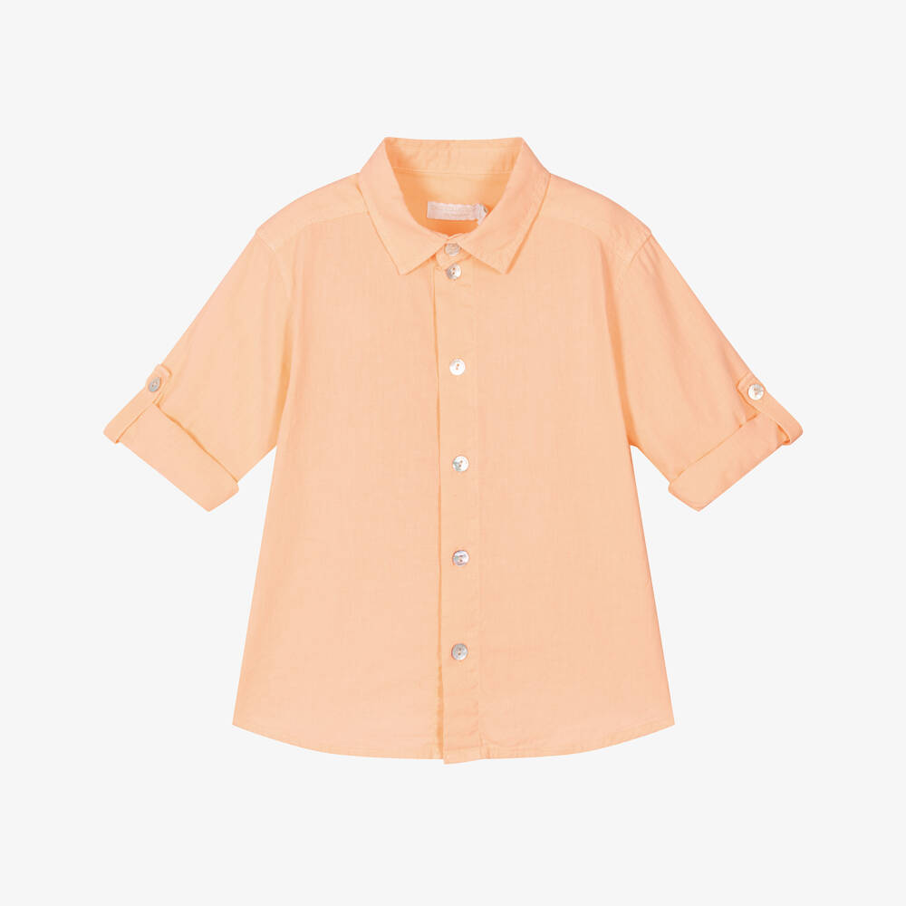 Laranjinha-Рубашка из льна и хлопка персикового цвета для мальчиков | Childrensalon Outlet