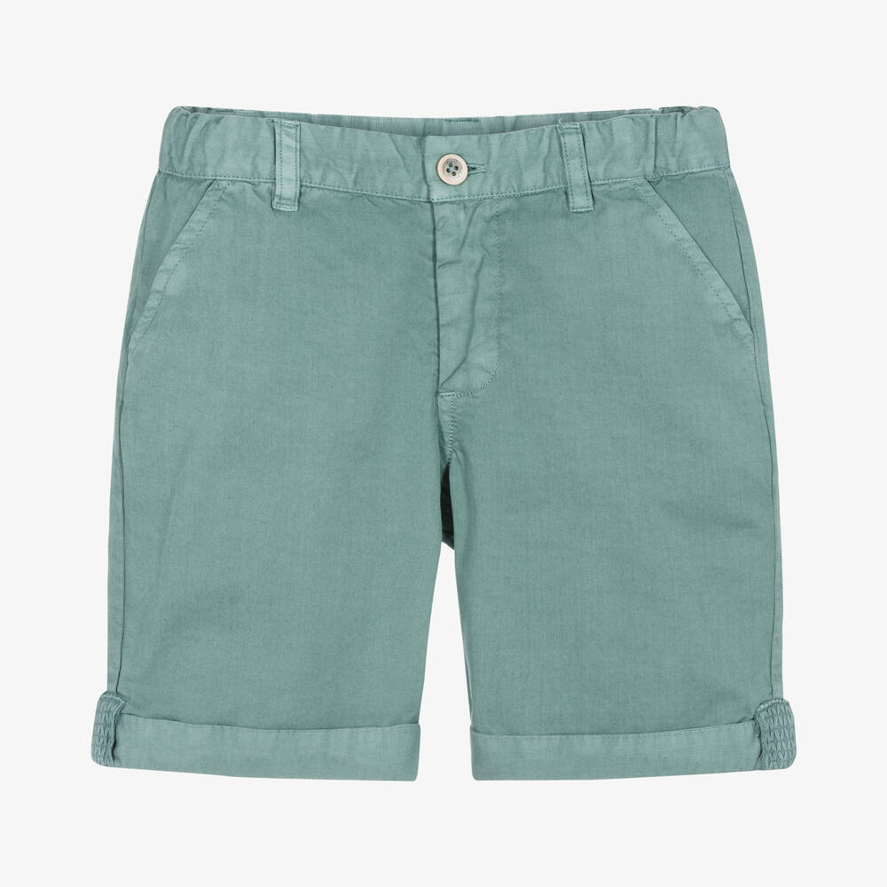 Laranjinha-Boys Petrol Blue Cotton Shorts | Childrensalon Outlet