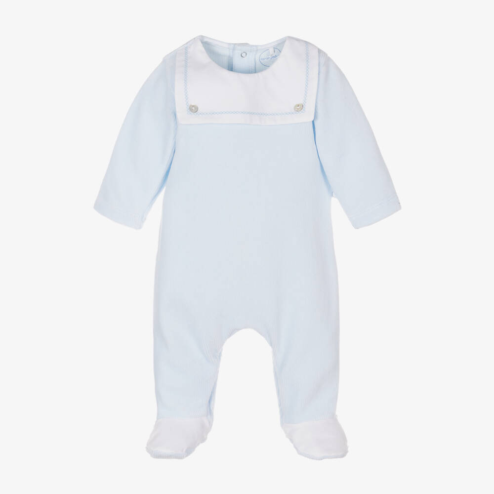 Laranjinha-Boys Sky Velour Ribbed Babysuit | Childrensalon Outlet