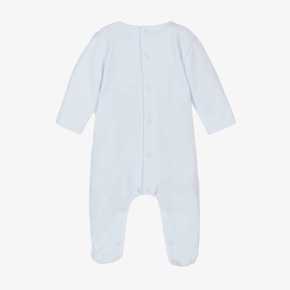 Laranjinha-Boys Sky Velour Ribbed Babysuit | Childrensalon Outlet