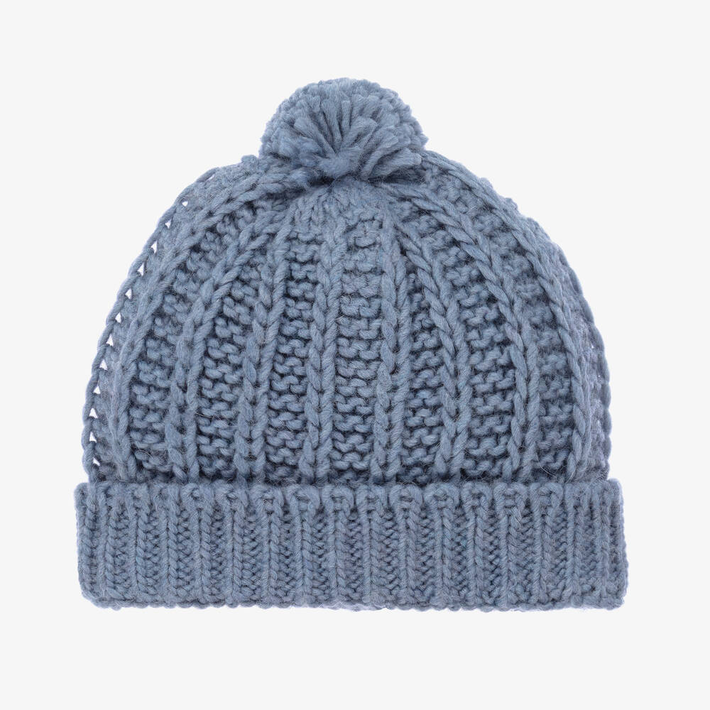 Laranjinha - Boys Slate Blue Knitted Hat | Childrensalon