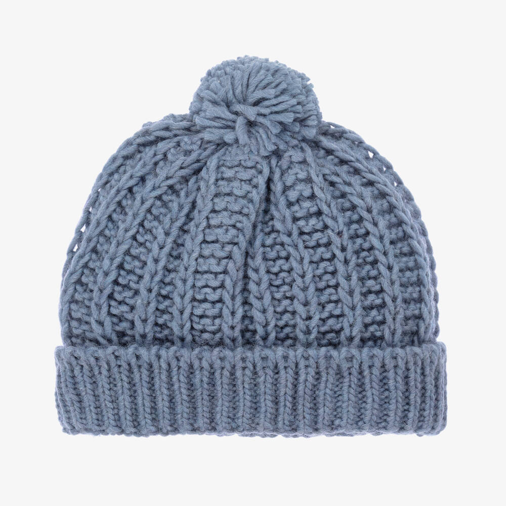 Laranjinha-قبعة مزيج صوف محبوك لون أزرق للأولاد | Childrensalon Outlet