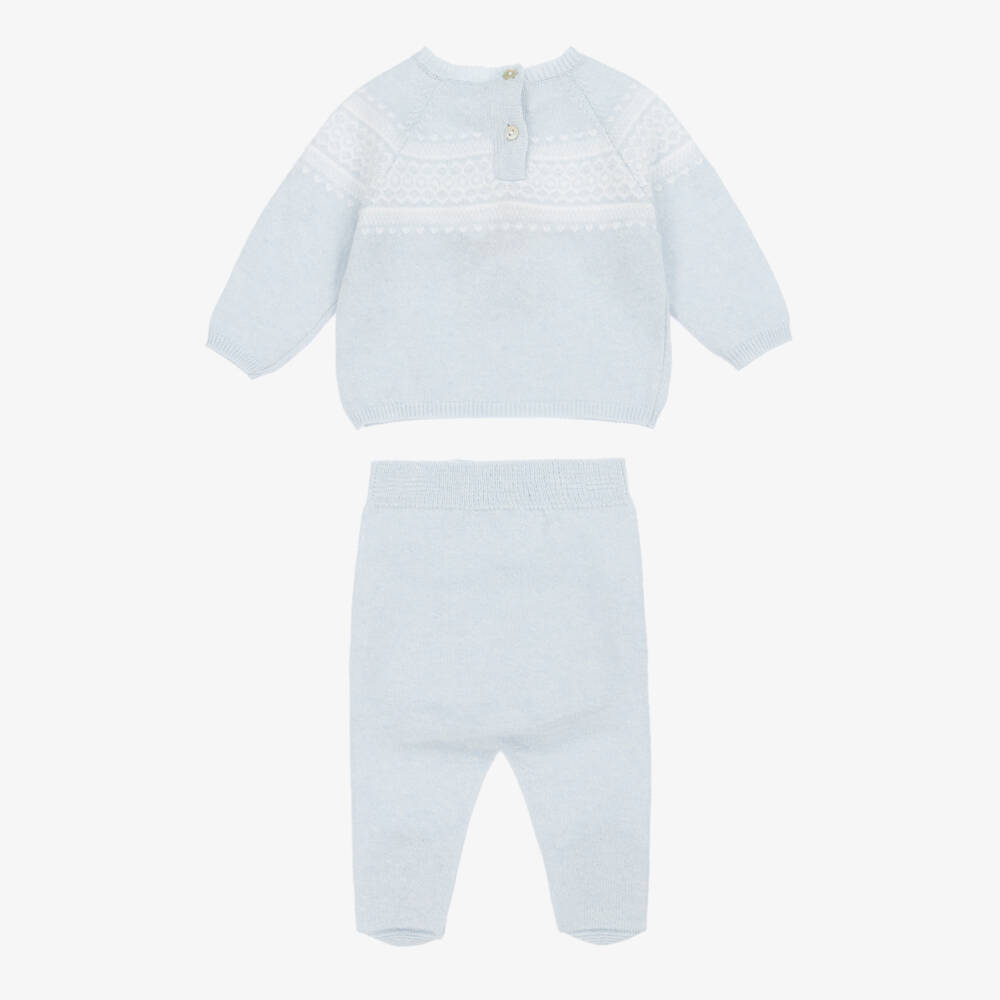 Laranjinha-Boys Soft Blue Knit Set | Childrensalon Outlet