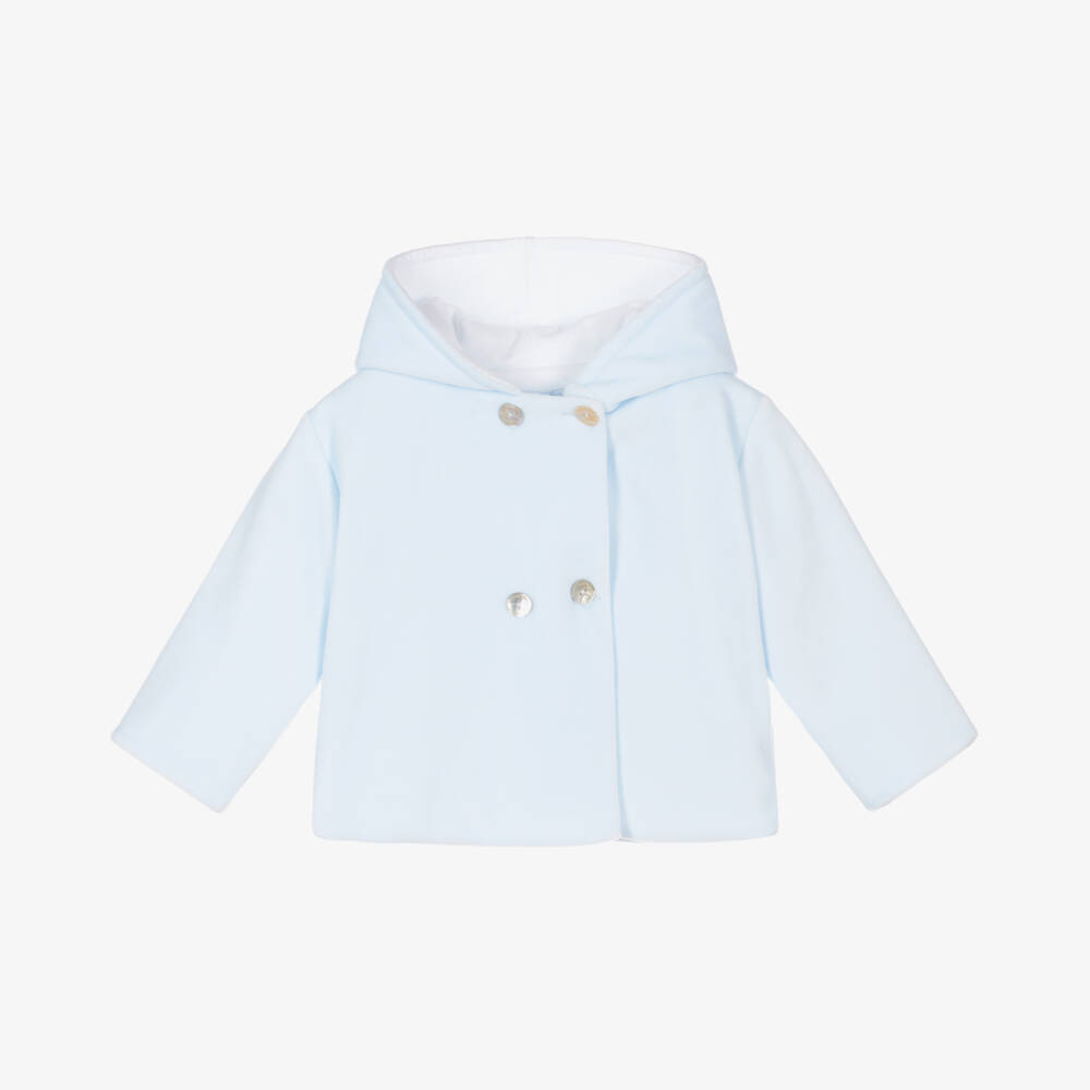Laranjinha-Boys Soft Blue Velour Coat | Childrensalon Outlet