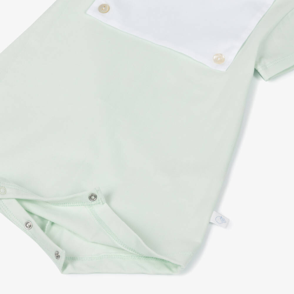 Laranjinha-Boys Soft Green Cotton Playsuit | Childrensalon Outlet