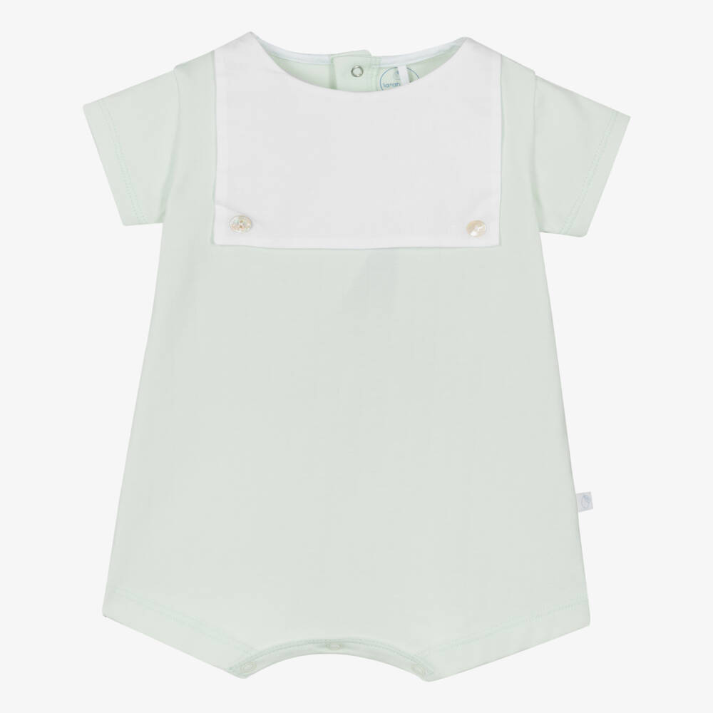 Laranjinha-Boys Soft Green Cotton Playsuit | Childrensalon Outlet