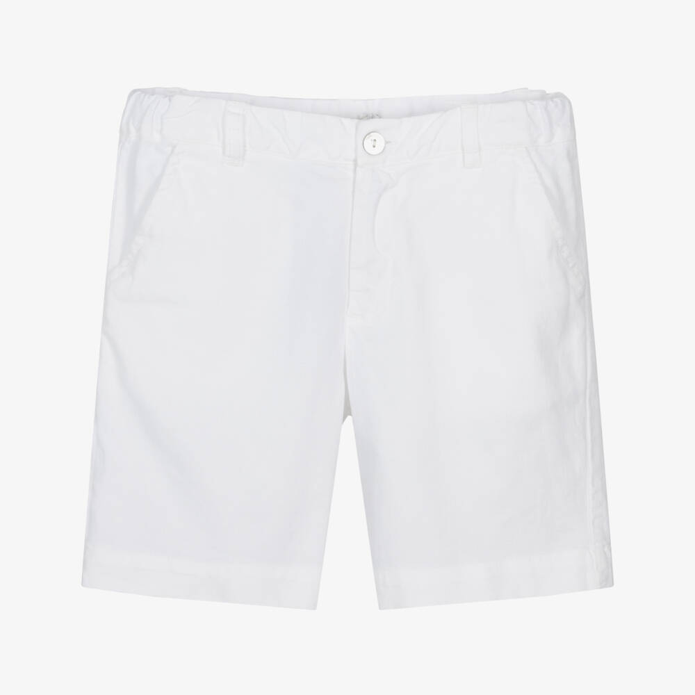 Laranjinha-Boys Soft White Linen Blend Shorts | Childrensalon Outlet