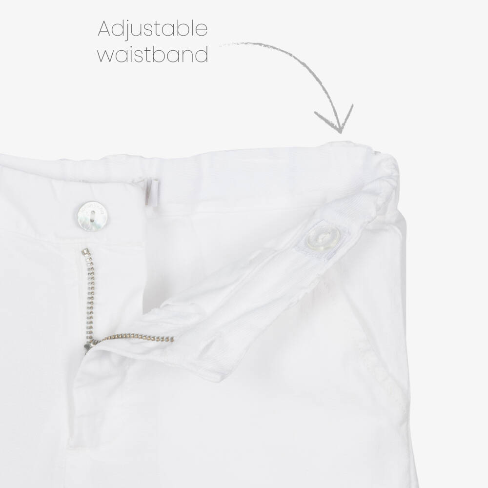 Laranjinha-Boys Soft White Linen Blend Shorts | Childrensalon Outlet