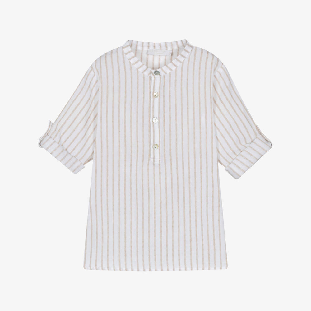 Laranjinha-Кремовый полосатый хлопковый пуловер для мальчиков | Childrensalon Outlet