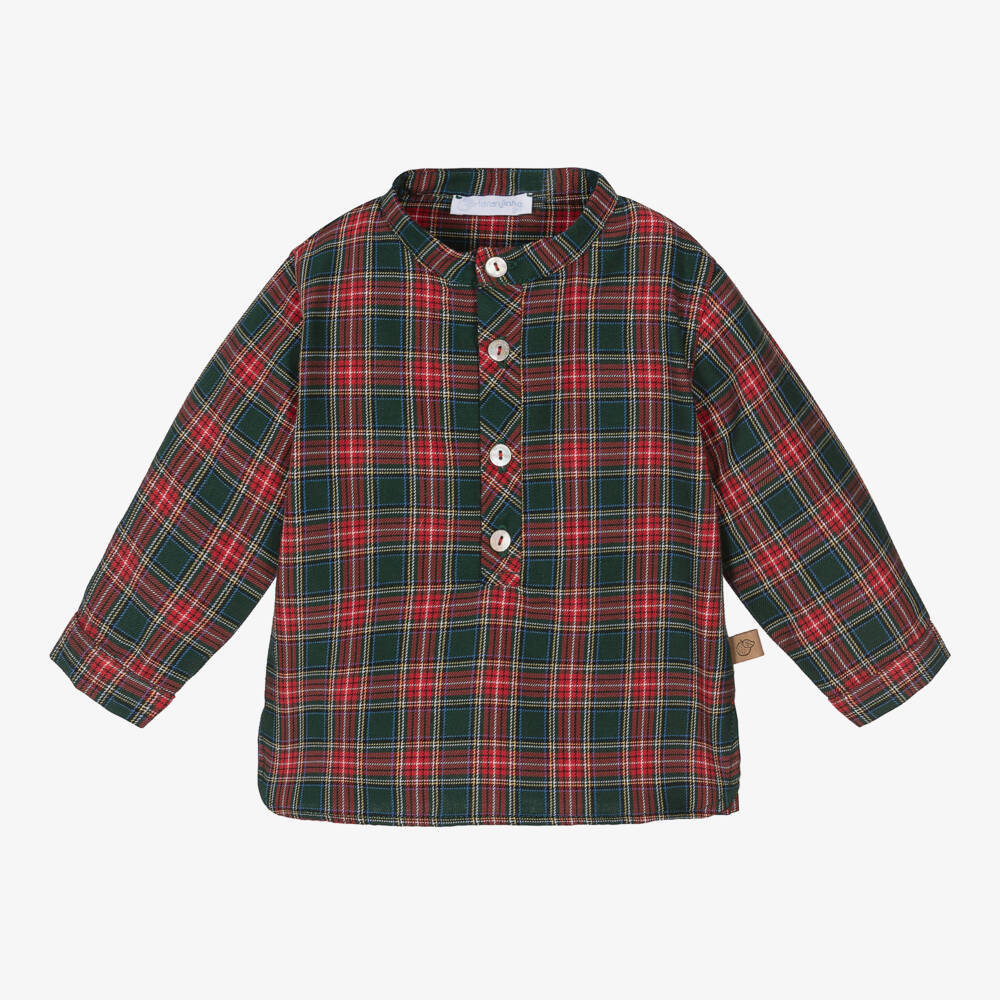 Laranjinha-Boys Tartan Cotton Plaid Shirt | Childrensalon Outlet