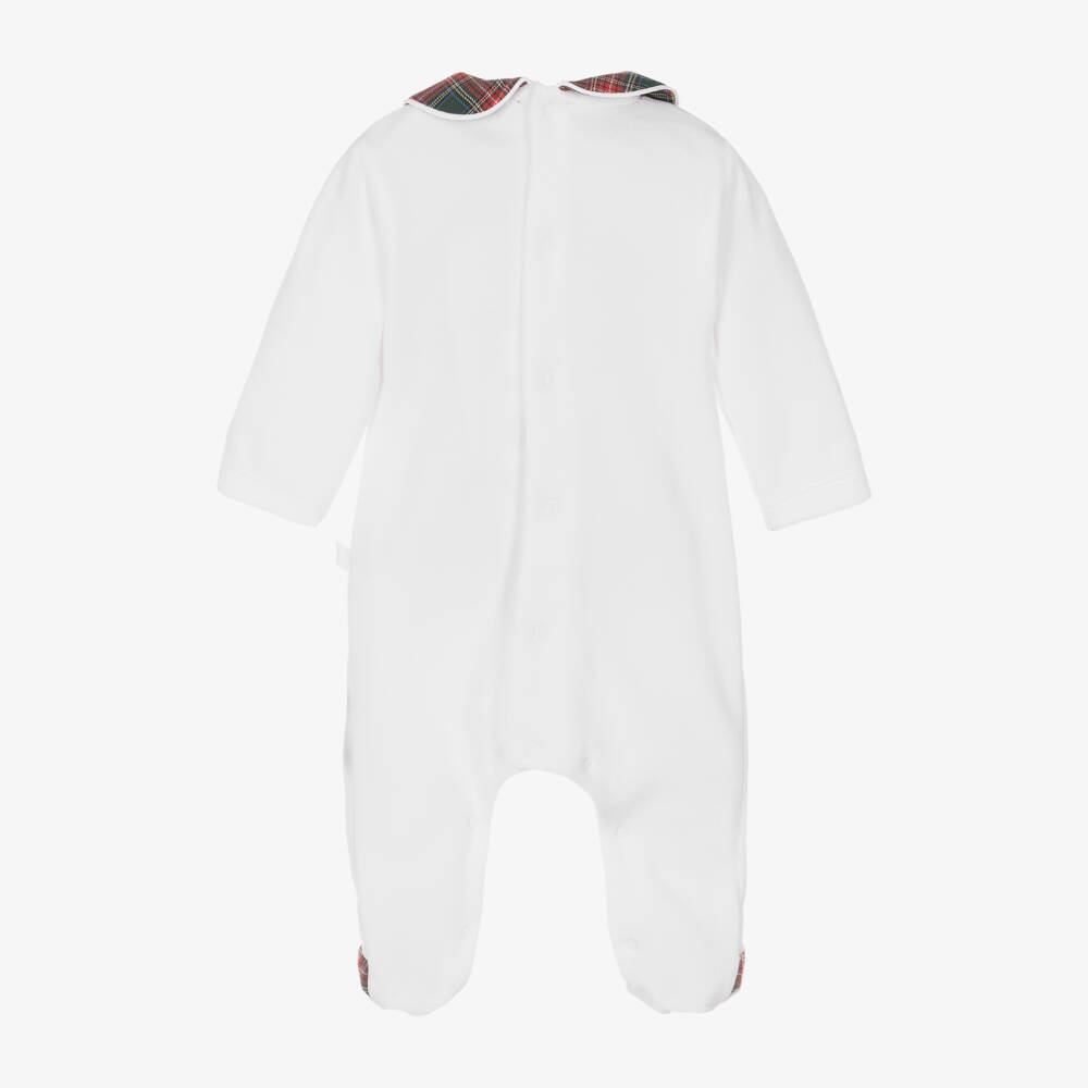 Laranjinha-Boys Velour Babygrow with Tartan | Childrensalon Outlet