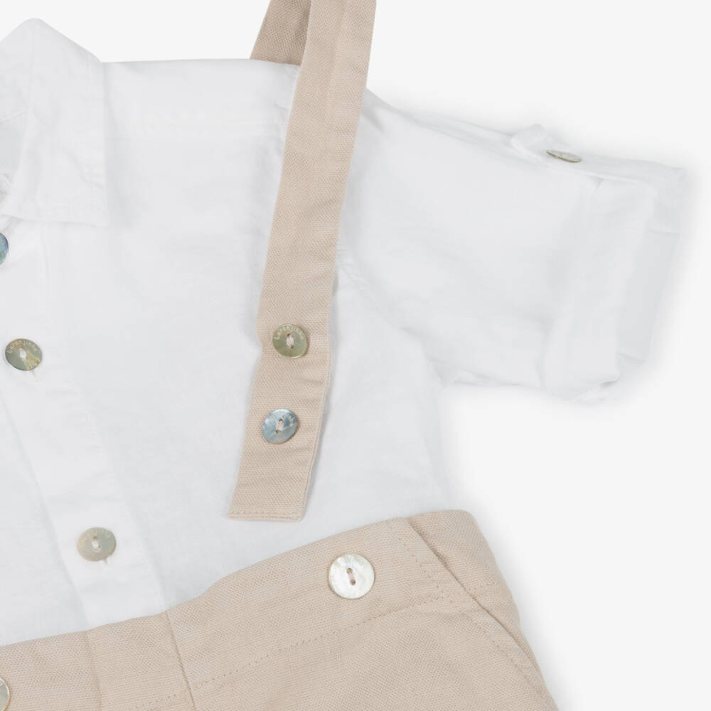 Laranjinha-Комплект из белого и бежевого льна для мальчиков | Childrensalon Outlet