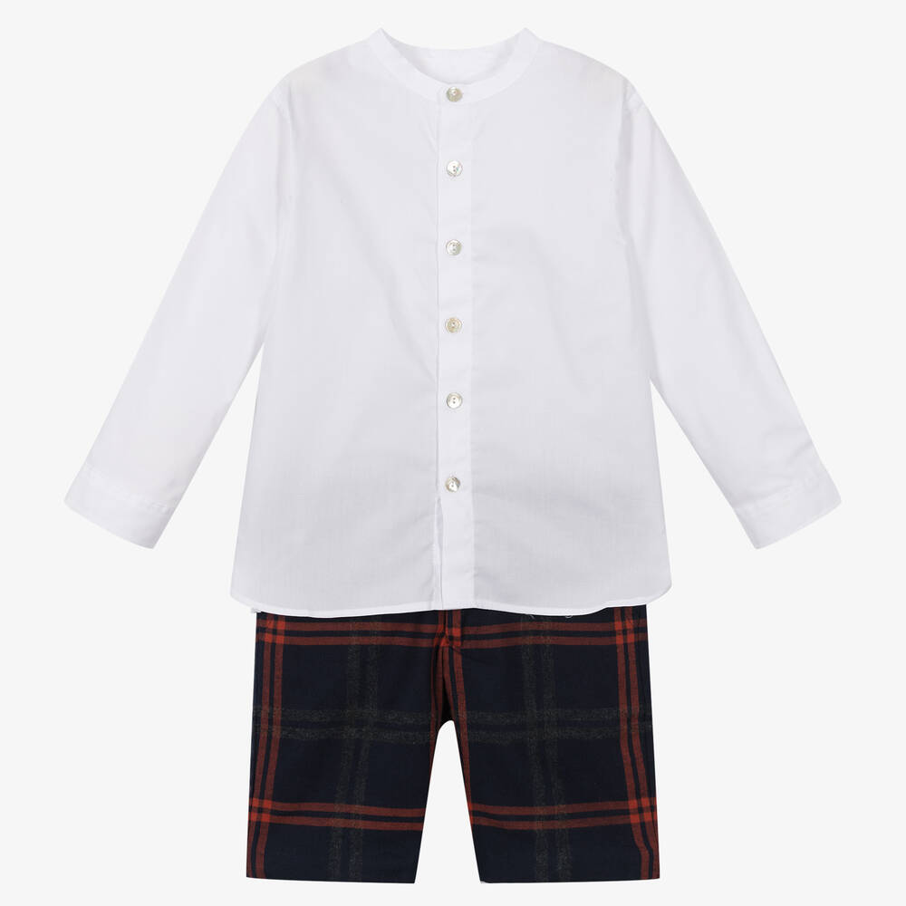 Chic by Laranjinha - Белый топ и синие шорты для мальчиков | Childrensalon