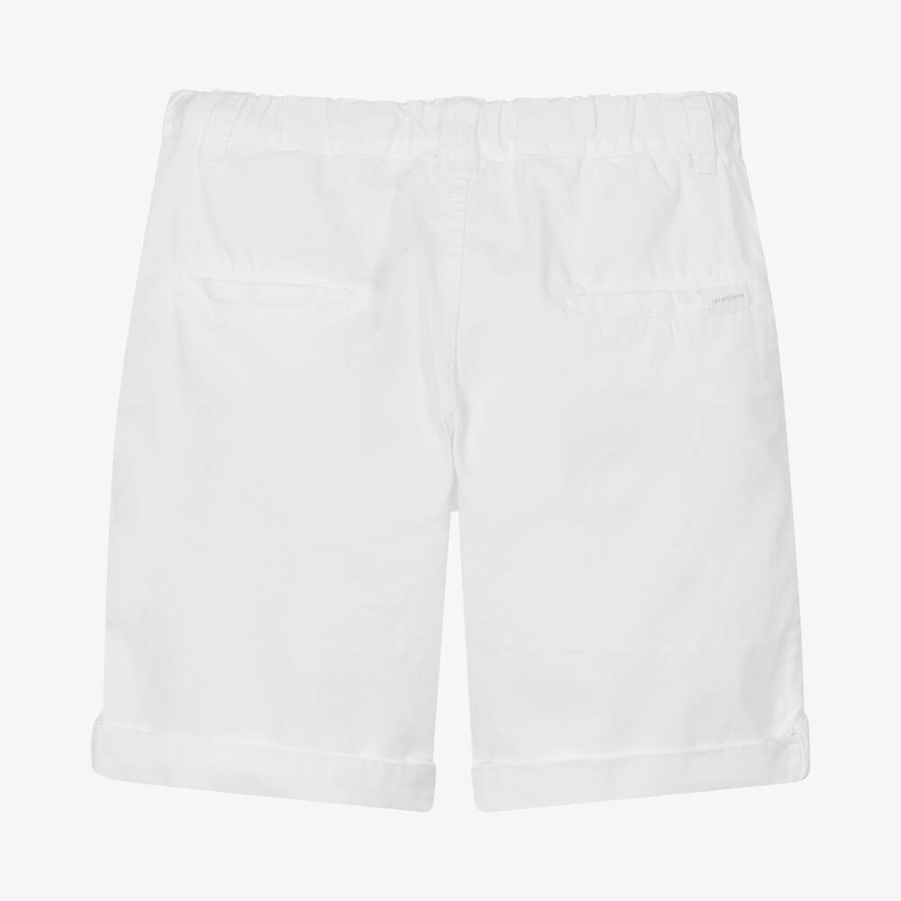 Laranjinha-Boys White Cotton Chino Shorts | Childrensalon Outlet