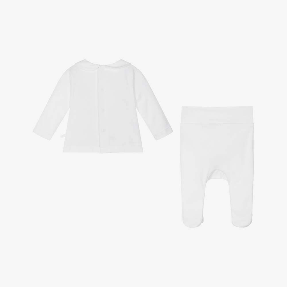 Laranjinha-Boys White Cotton Collared Set | Childrensalon Outlet