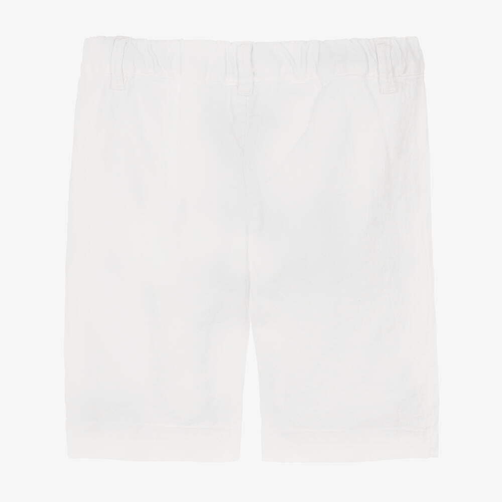 Laranjinha-Boys White Cotton & Linen Blend Shorts | Childrensalon Outlet