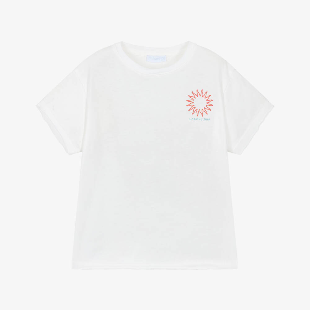 Laranjinha-Белая футболка Sunshine с принтом на спине для мальчиков | Childrensalon Outlet