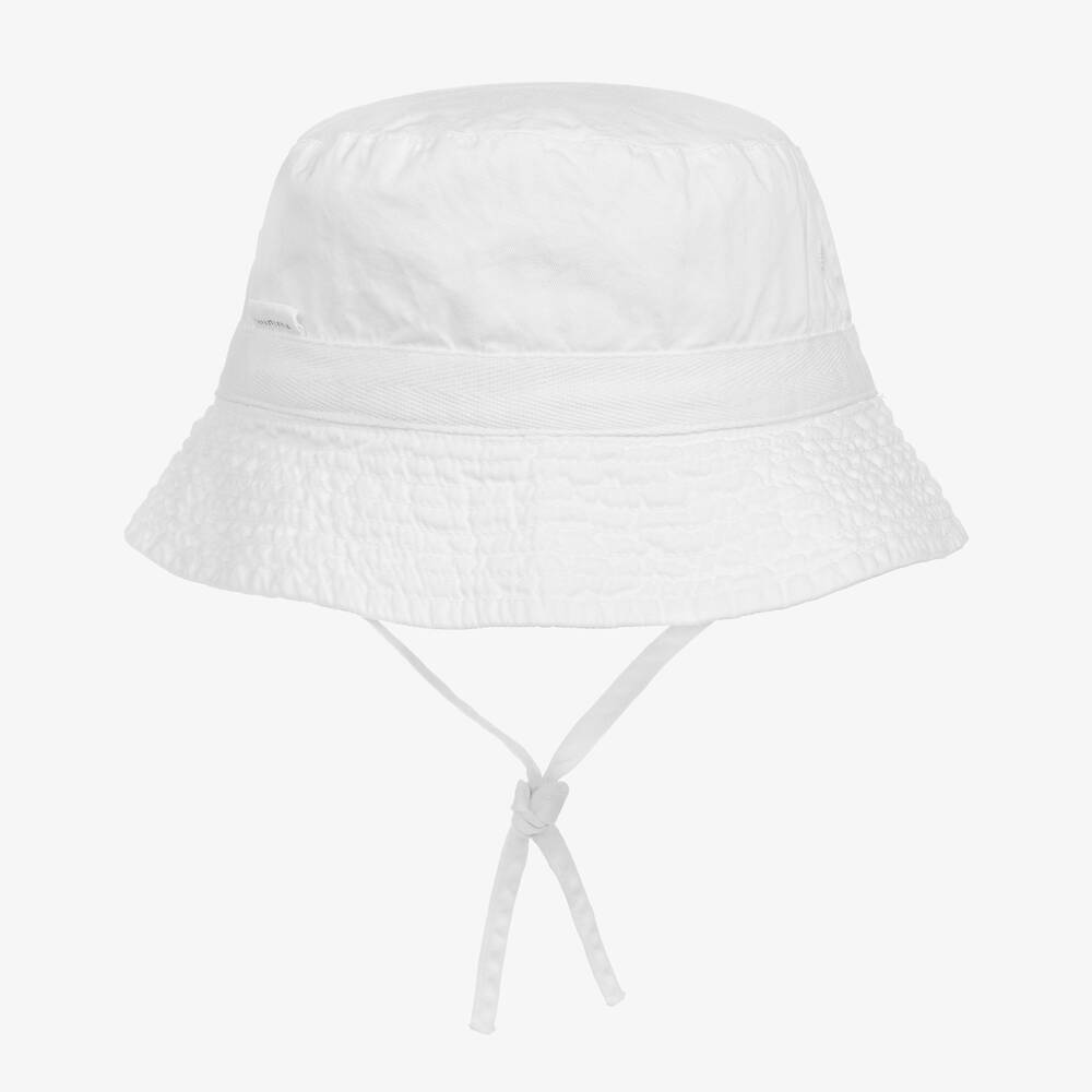 Laranjinha - Boys White Cotton Sun Hat | Childrensalon