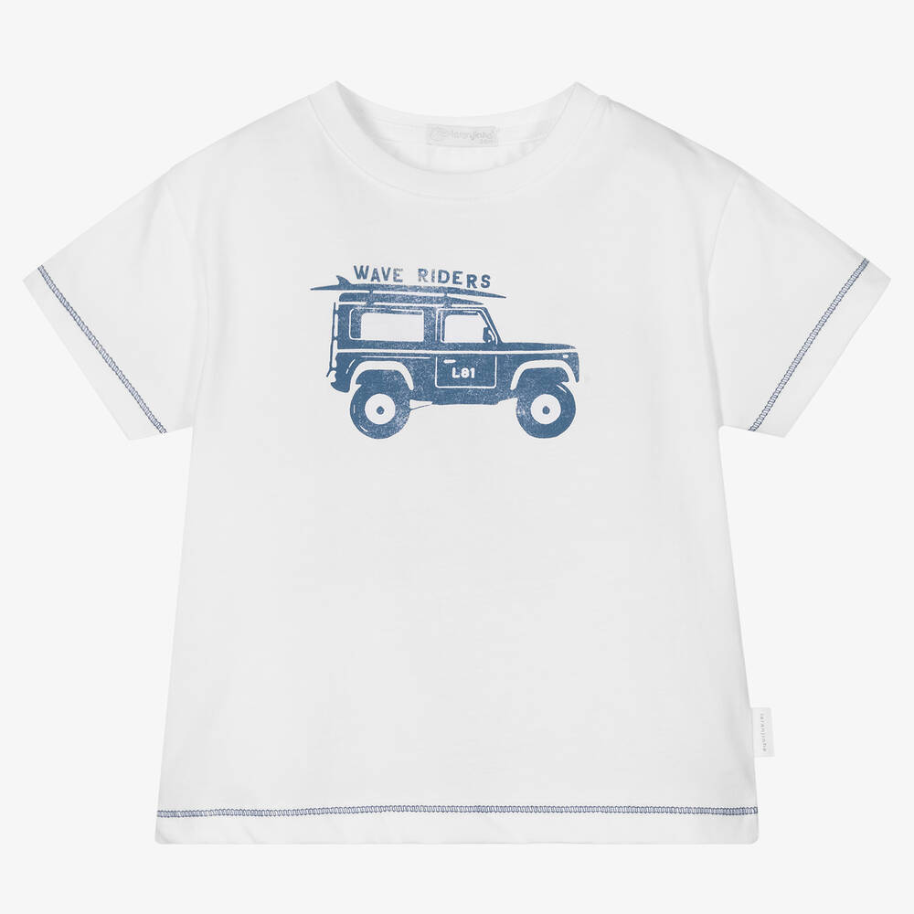 Laranjinha - T-shirt blanc en coton garçon | Childrensalon