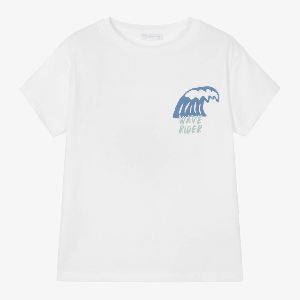 Laranjinha-Boys White Cotton T-Shirt | Childrensalon Outlet