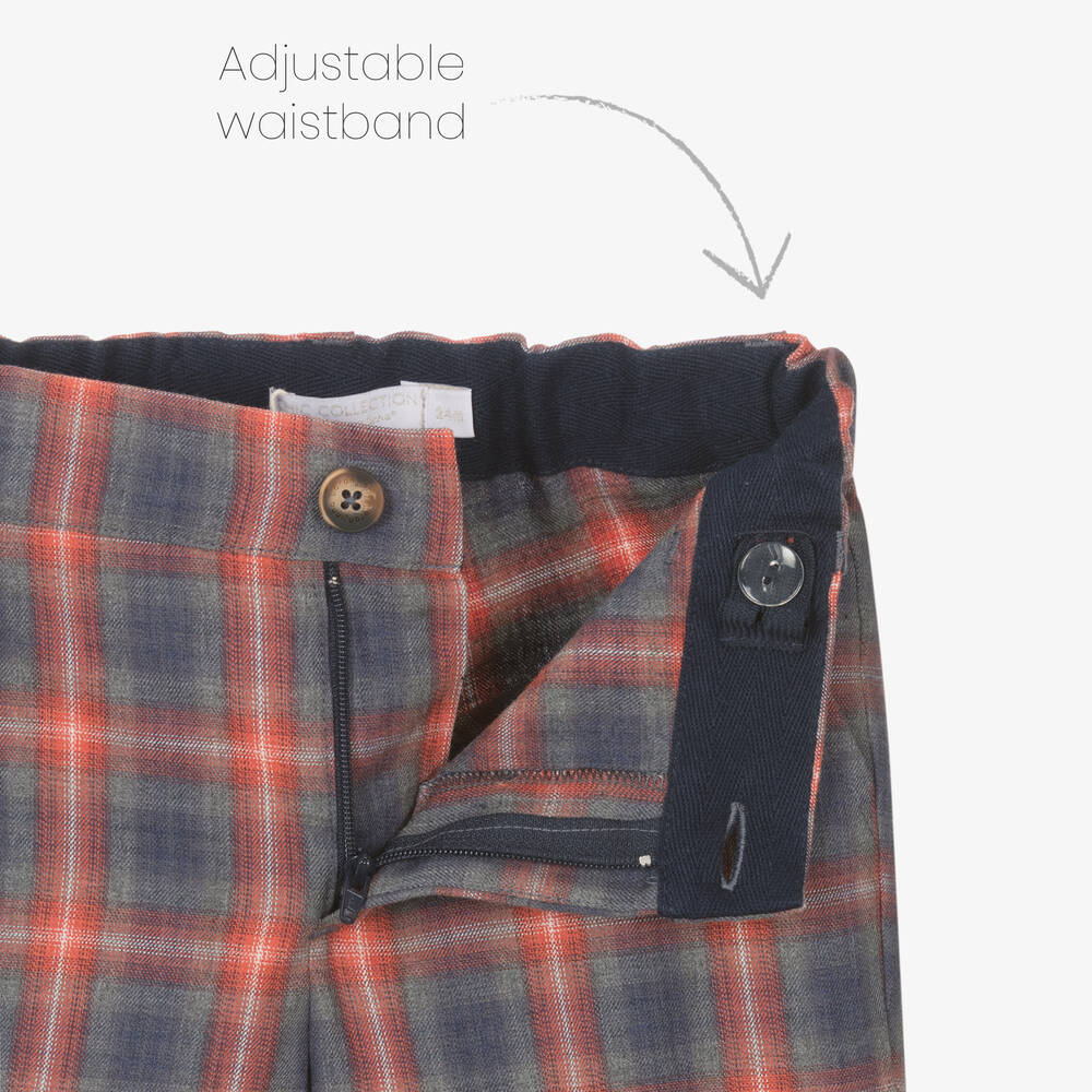 لارانجينا-طقم شورت قطن كاروهات لون أبيض وأحمر للأولاد | Childrensalon Outlet