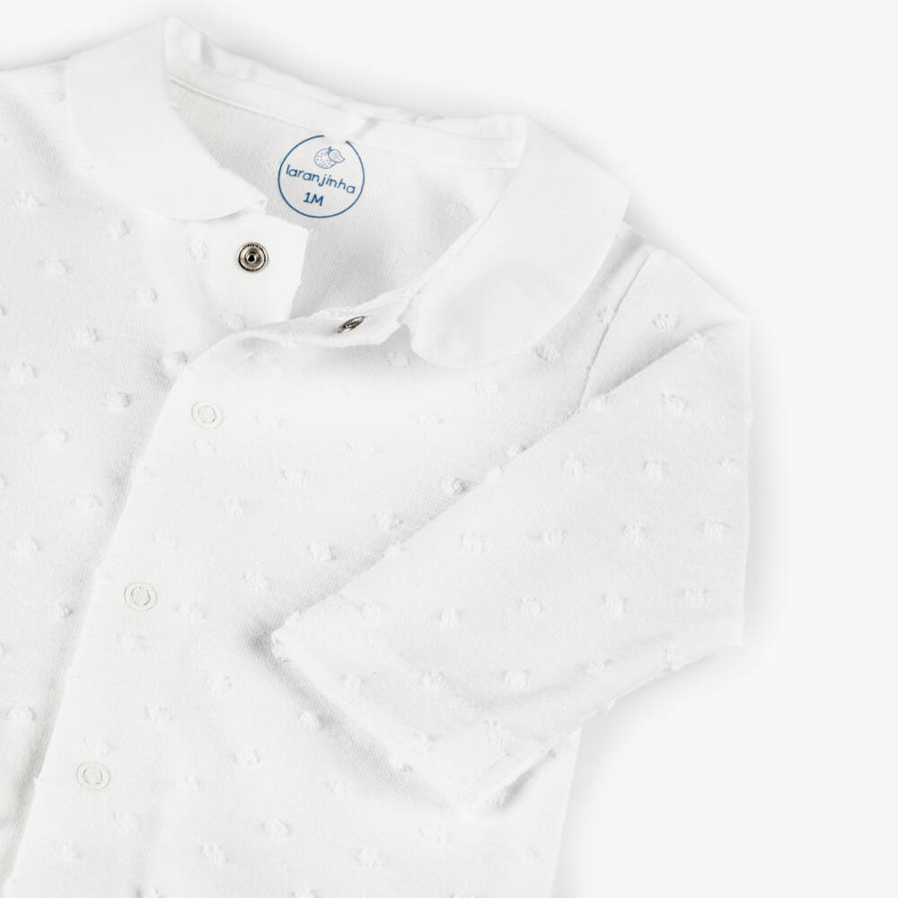 Laranjinha-Boys White Soft Plumetis Playsuit | Childrensalon Outlet