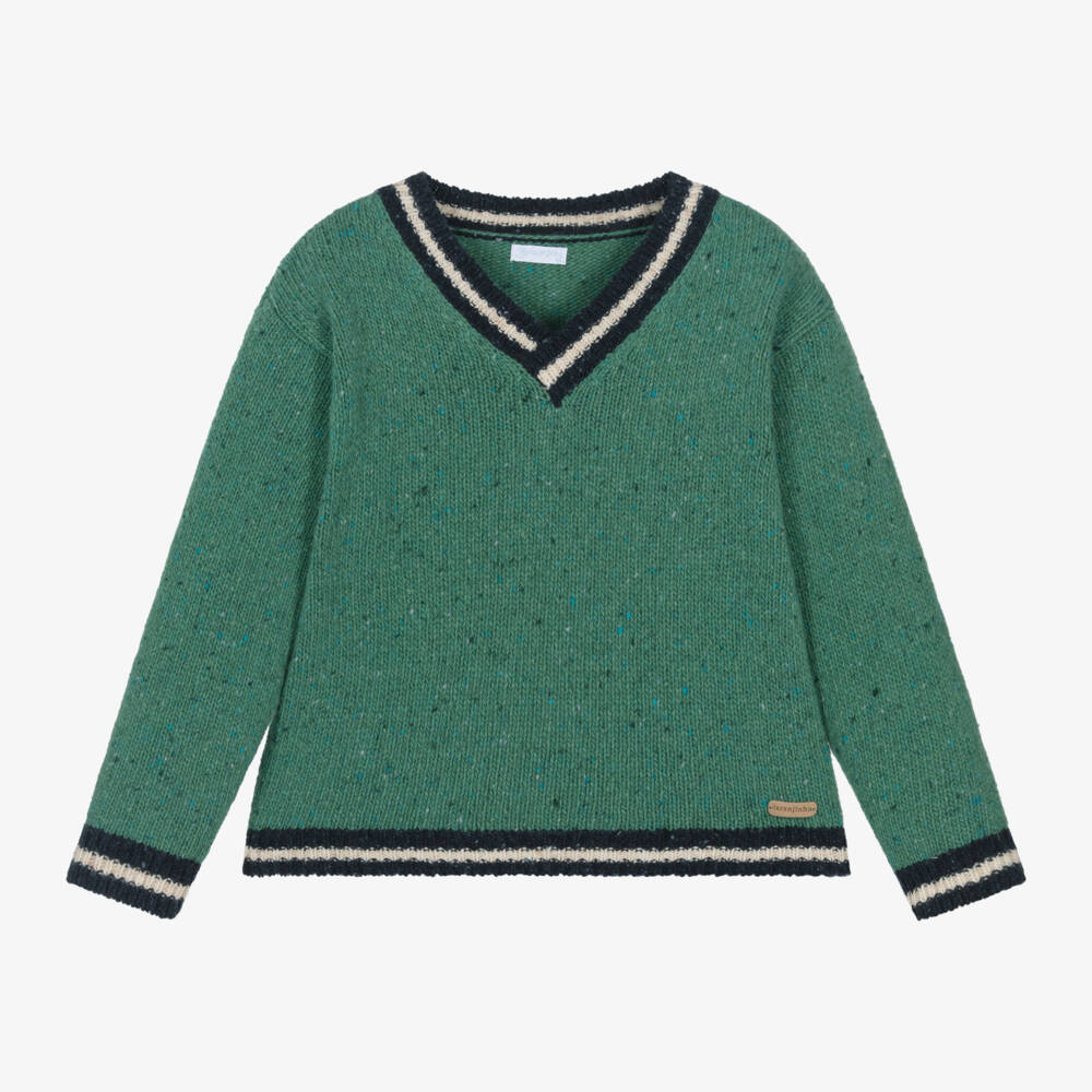 Laranjinha-Boys Wool Blend Green Jumper | Childrensalon Outlet