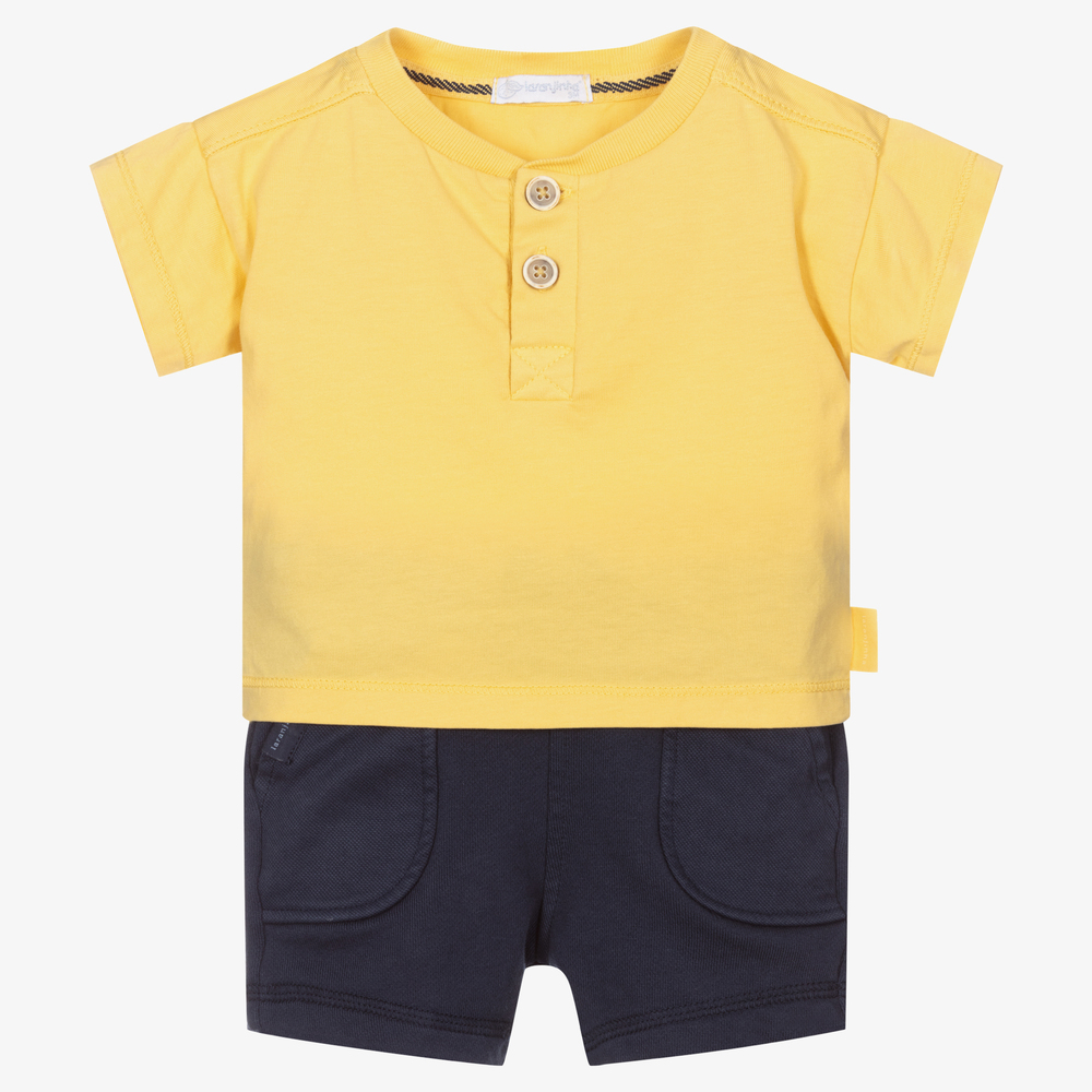 Laranjinha - Boys Yellow & Blue Shorts Set | Childrensalon