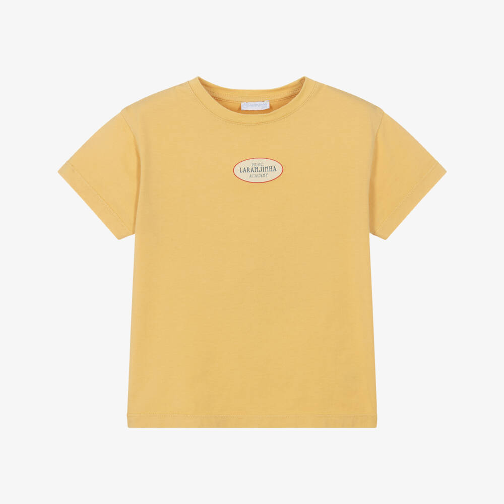 Laranjinha-Желтая футболка с музыкальным принтом на спине для мальчиков | Childrensalon Outlet