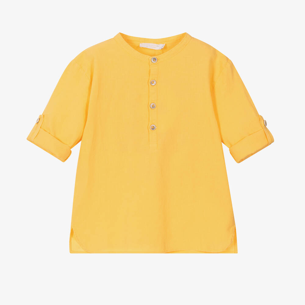 Laranjinha-Желтая полурубашка из хлопка и льна | Childrensalon Outlet