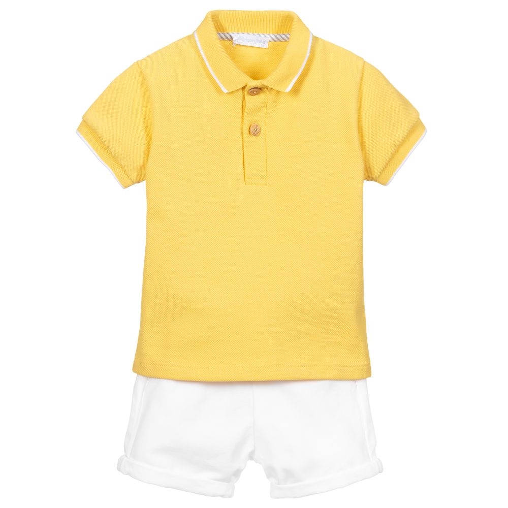 Laranjinha - Boys Yellow & White Shorts Set | Childrensalon
