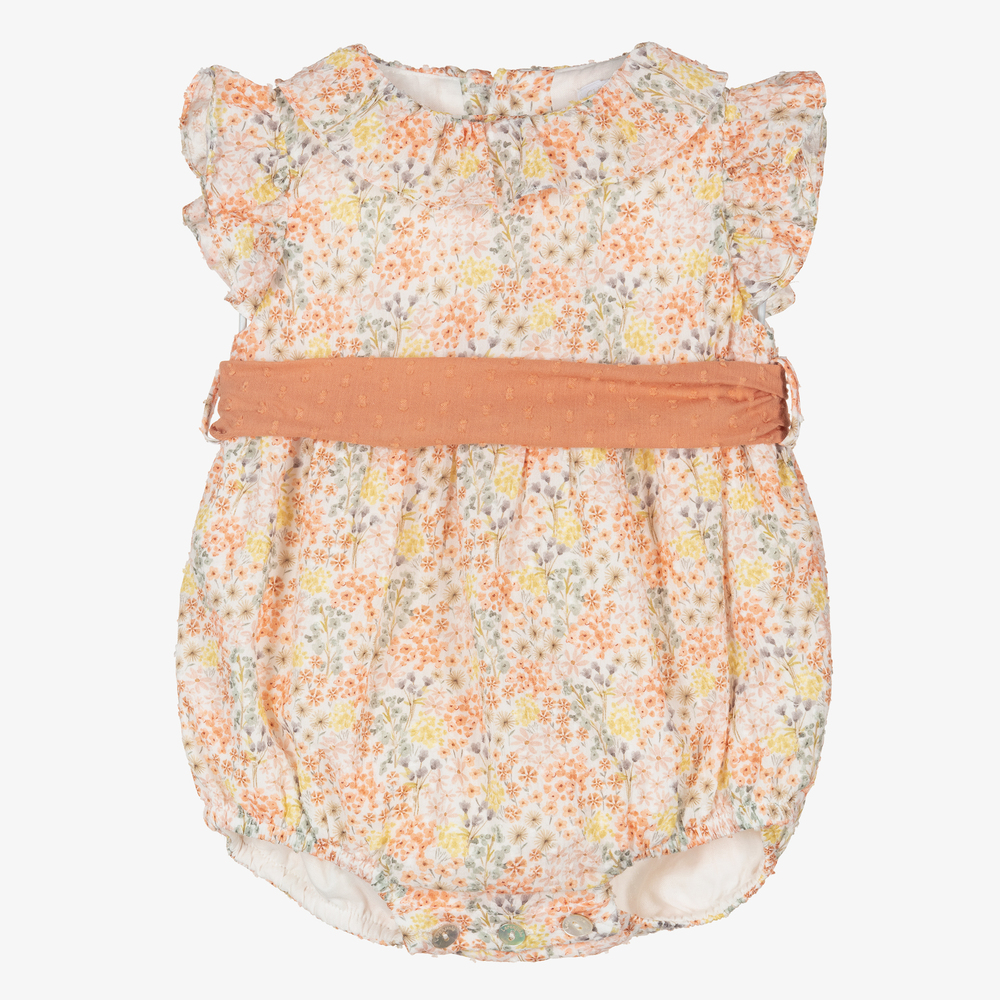 Laranjinha - Floral Cotton Baby Shortie | Childrensalon