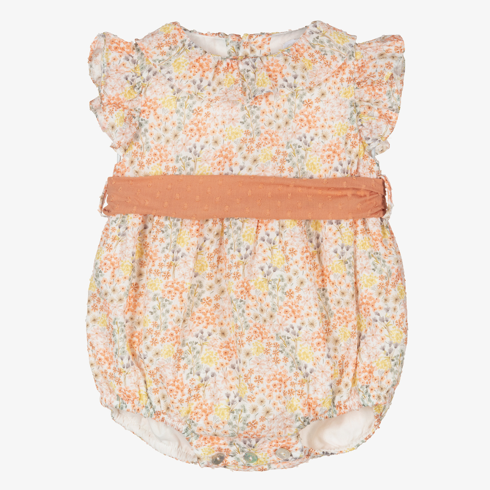 Laranjinha - Barboteuse à fleurs coton Bébé | Childrensalon