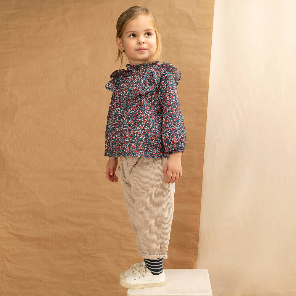 Laranjinha-Girls Beige Corduroy Trousers | Childrensalon Outlet