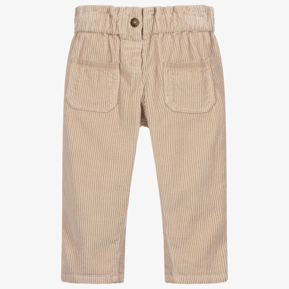 Laranjinha - Girls Beige Corduroy Trousers | Childrensalon