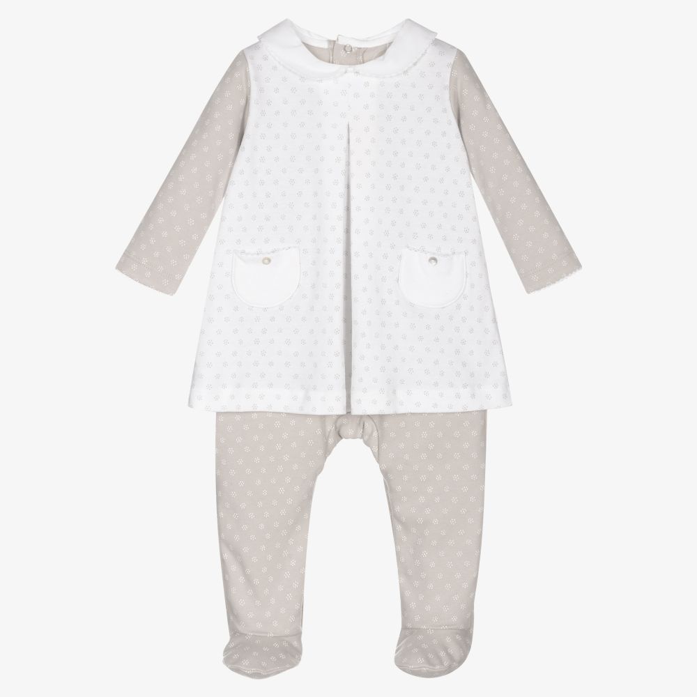 Laranjinha-Girls Beige Cotton Babygrow | Childrensalon Outlet