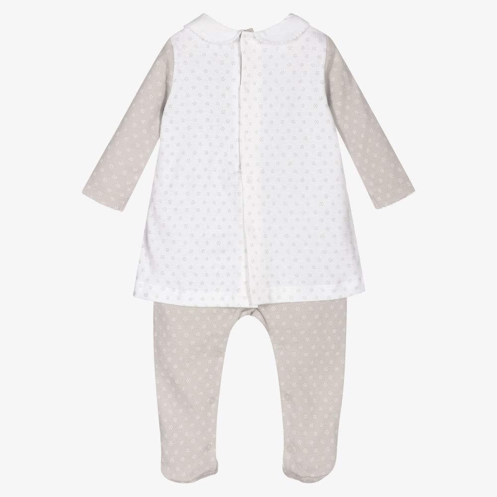 Laranjinha-Girls Beige Cotton Babygrow | Childrensalon Outlet