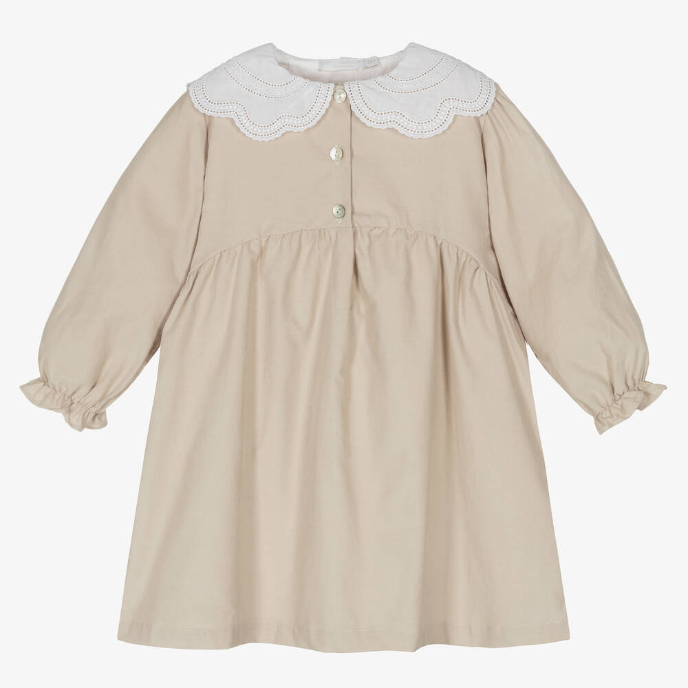 Laranjinha-فستان قطن كوردروي لون بيج | Childrensalon Outlet