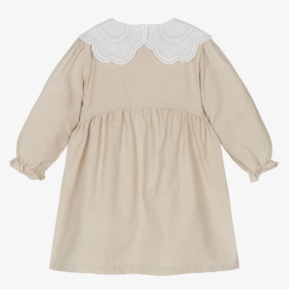 Laranjinha-فستان قطن كوردروي لون بيج | Childrensalon Outlet