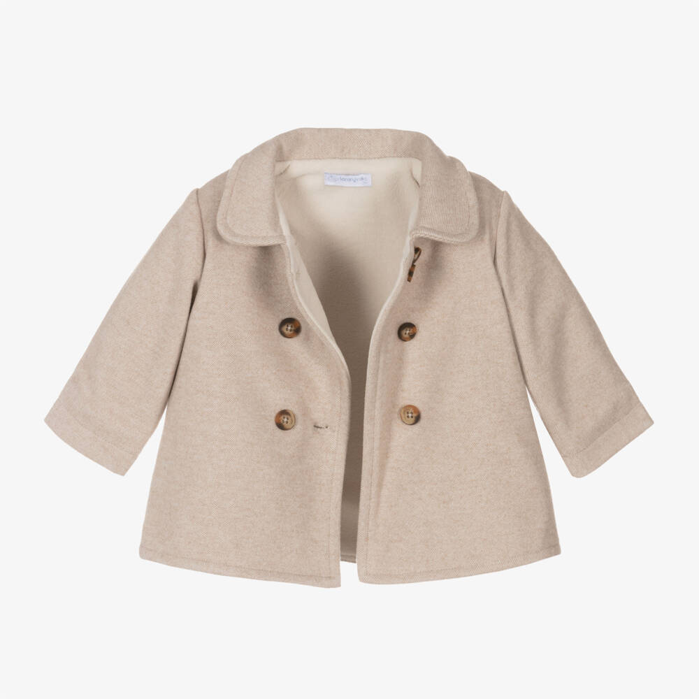 Laranjinha-Girls Beige Double-Button Coat | Childrensalon Outlet