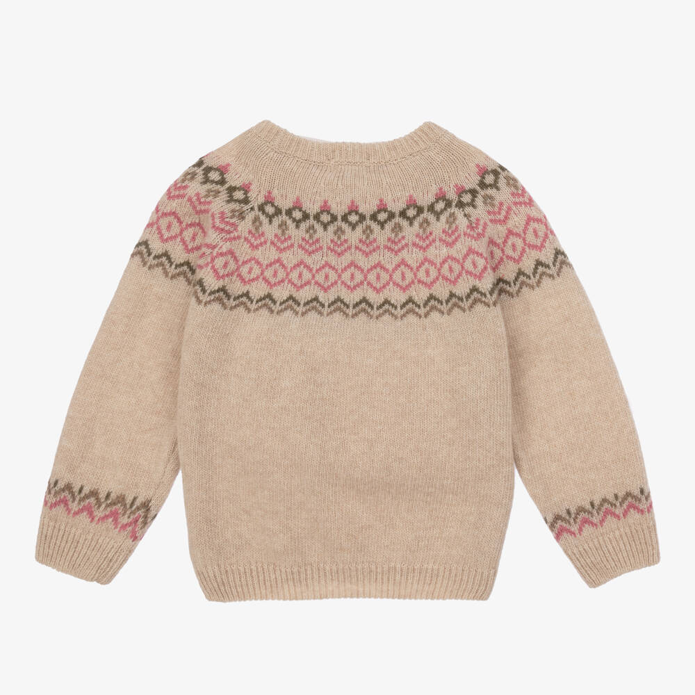 Laranjinha-بلوفر كشمير وصوف لون بيج للبنات | Childrensalon Outlet