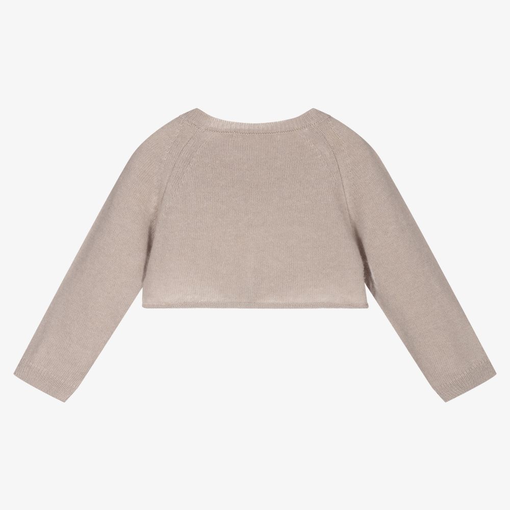 Laranjinha-Girls Beige Knitted Cardigan | Childrensalon Outlet