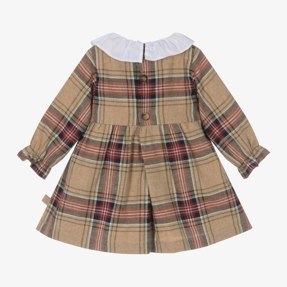 Laranjinha-Girls Beige Plaid Cotton Dress | Childrensalon Outlet