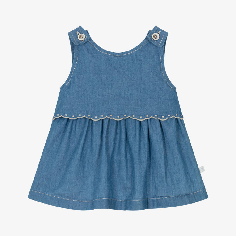 Laranjinha-Girls Blue Chambray Layered Dress | Childrensalon Outlet